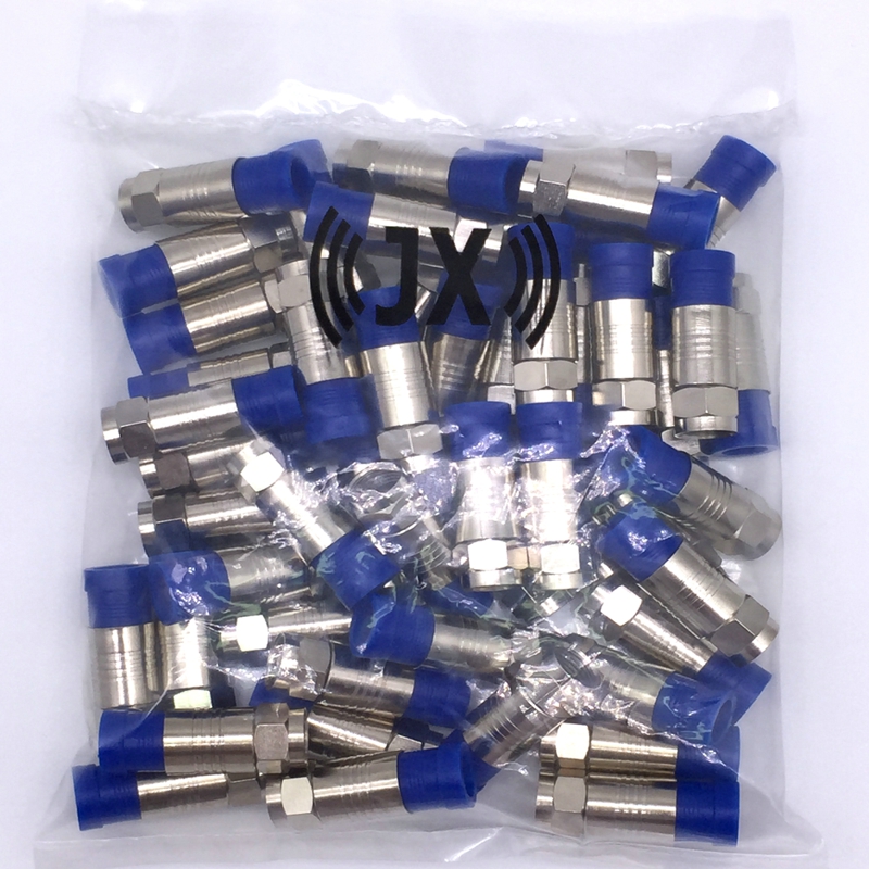 JX connector 50 stuks F male connector voor RG6 75-5 coaxiale compressie fitting Compressie Coax O-Ring connector