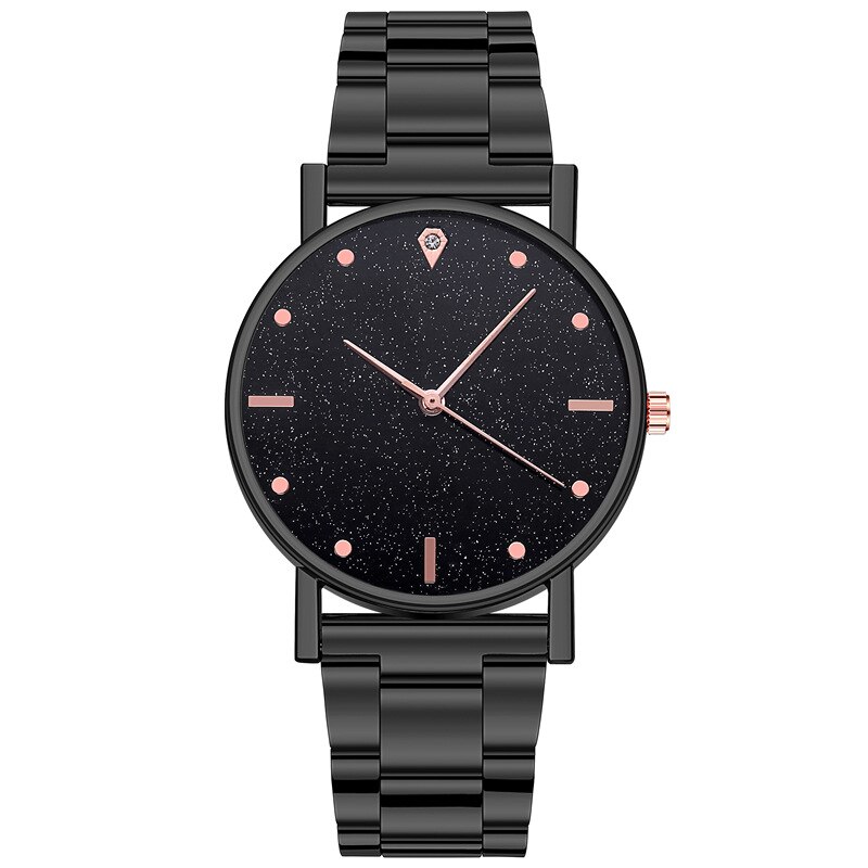 WOKAI 2021New Women Watches Ladies Top Brand luxury Waterproof Quartz Clocks Watch Women Stainless Steel Date Clock: black