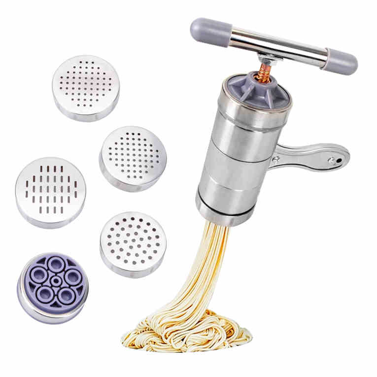 Kwaliteitsborging Roestvrij Staal Handmatige Noodle Maker voor Pasta 'S Making Machine Presse Vruchten Juicer Inclusief 5 Verschillende Mallen: PASTA MAKER 1