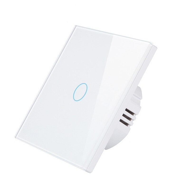 Interruptor inteligente Wifi de 1/2/3 entradas para UE, enchufe de pared con cable de fuego único, sin cable neutro, Panel táctil RF de 433MHz: EU 1 Gang White