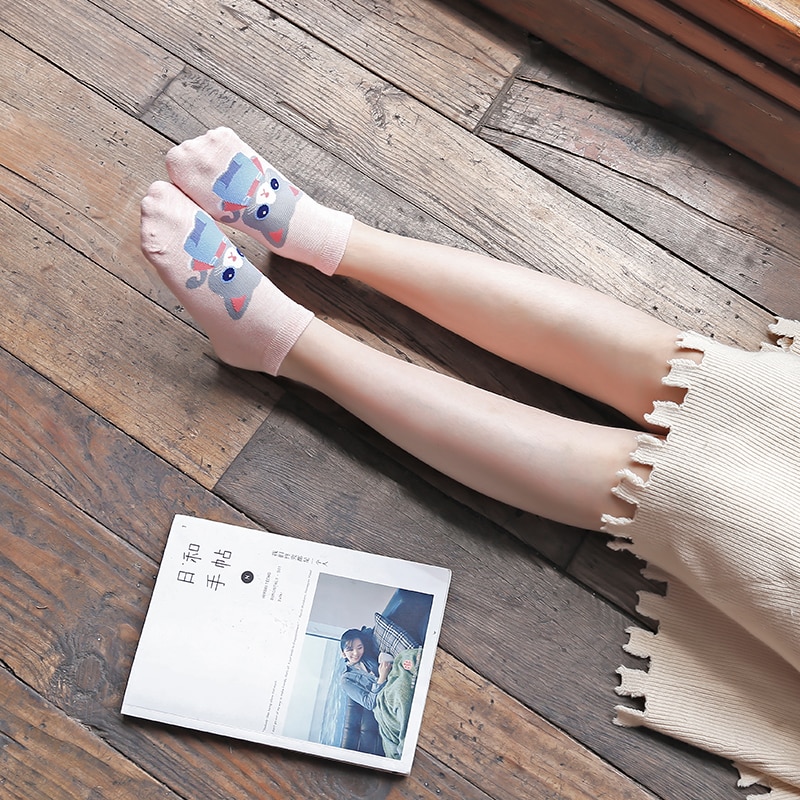 1 Pair / 5 Pairs Ladies Socks Kawaii Kitten Pattern Socks Personality Fun Pattern Socks Cute Animal Series Girl Socks
