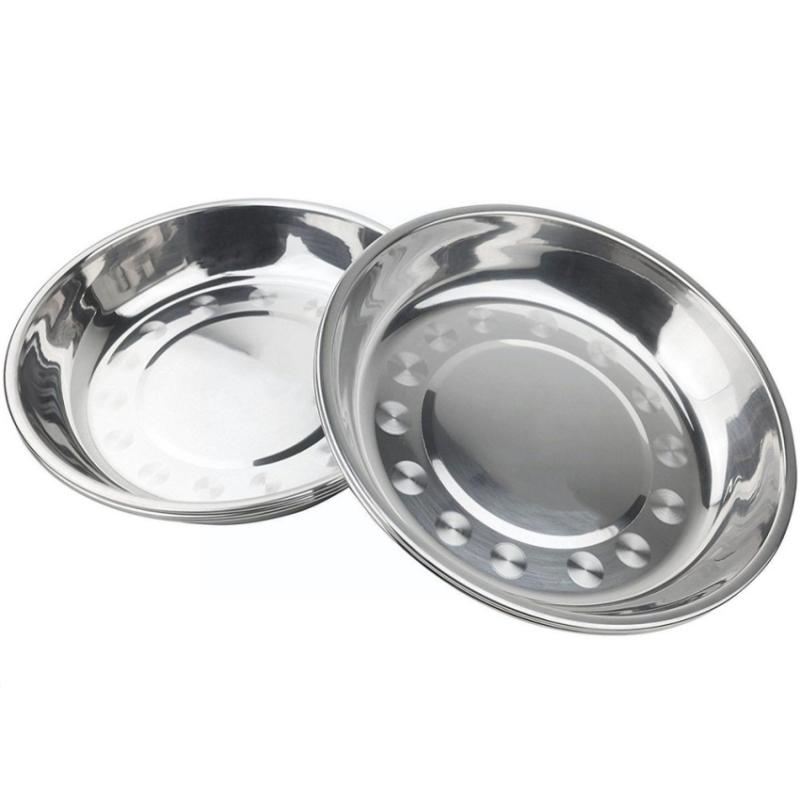 steel Dinner Plates Restaurant Gold Serving Tray Round Storage Plate Silver Dessert Dishes Snack Cutlery Cake U8J3