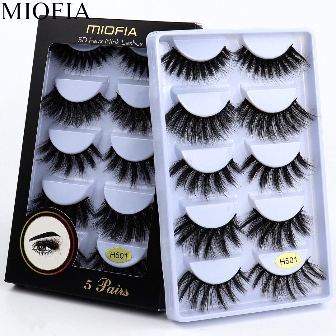 MIOFIA 3D ciglia finte in visone 20mm ciglia finte naturali 5 paia faux cils pack ciglia trucco estensione ciglia in seta maquiagem