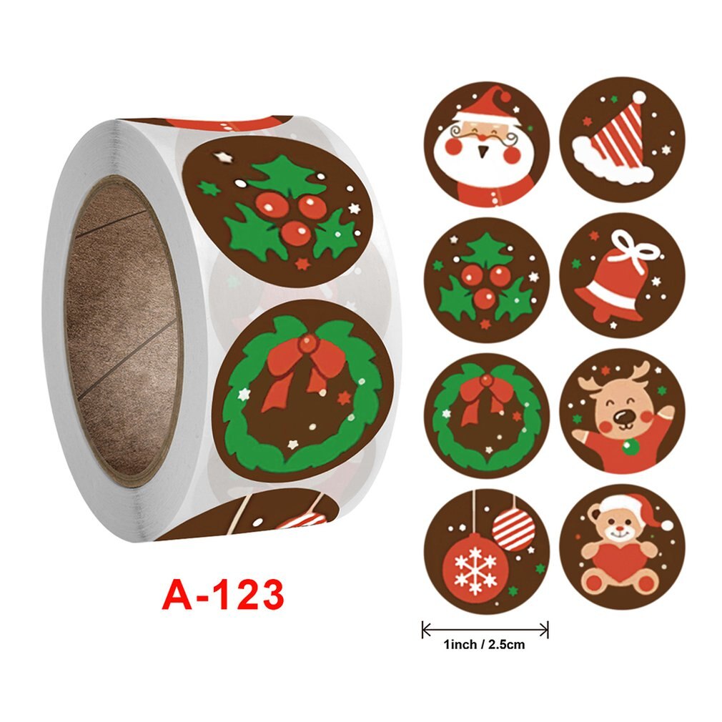 500 stuks zelfklevende labelstickers met schattige kerstpatronen, handig en draagbaar: Kerstserie