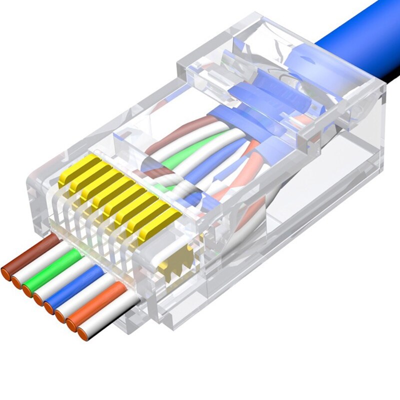 100 Stks/pak RJ45 Passeren Connector CAT6 CAT5E Netwerk Plug Tool-Minder Connectors 5/6 Utp Ethernet Crystal Stekkers: Six categories