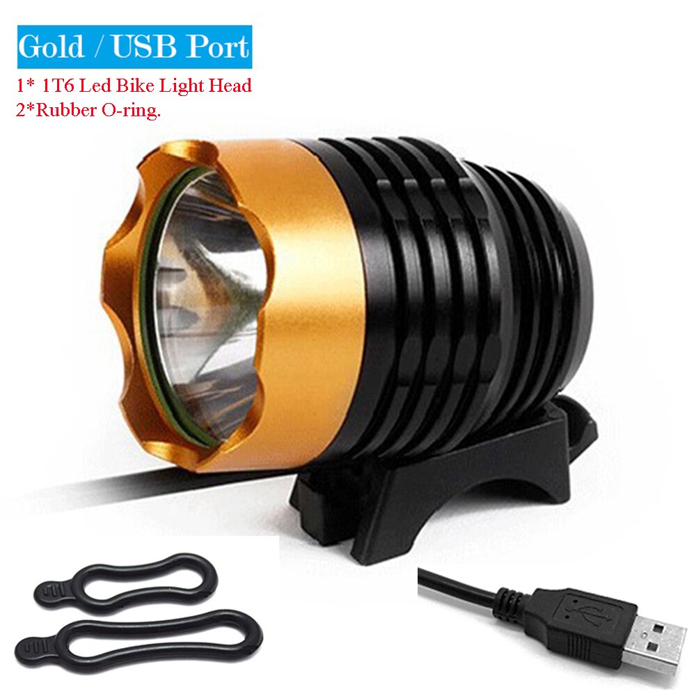 T6 LED Bike Light Front Handlebar Bicycle Spotlight MTB Lamp Riding Headlight DC USB Port for Cycling Mountain Bike Accessory ﻿: Light Grey