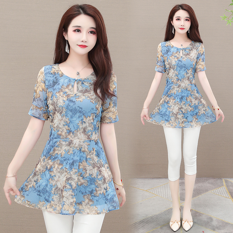 Sommertøj 5xl 4xl 3xl toppe bluser til kvinder grøn sommer blomsterprint tunika lang skjorte afslappet mave peplum bluser