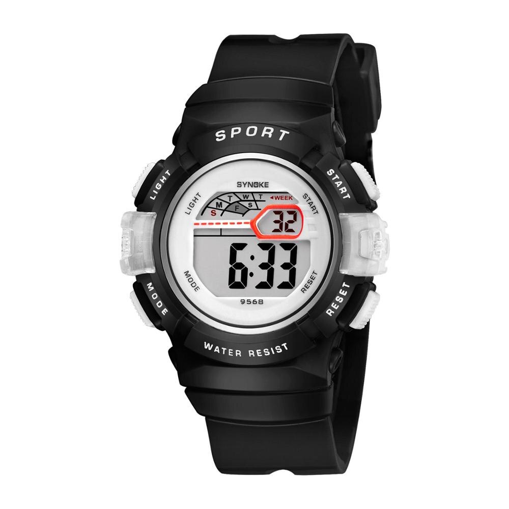 Synoke Student Kinderen Horloges Wit Kleurrijke Jongens Horloge Meisjes Kids Horloges Silica Klok Relogio Feminino 9568: Black