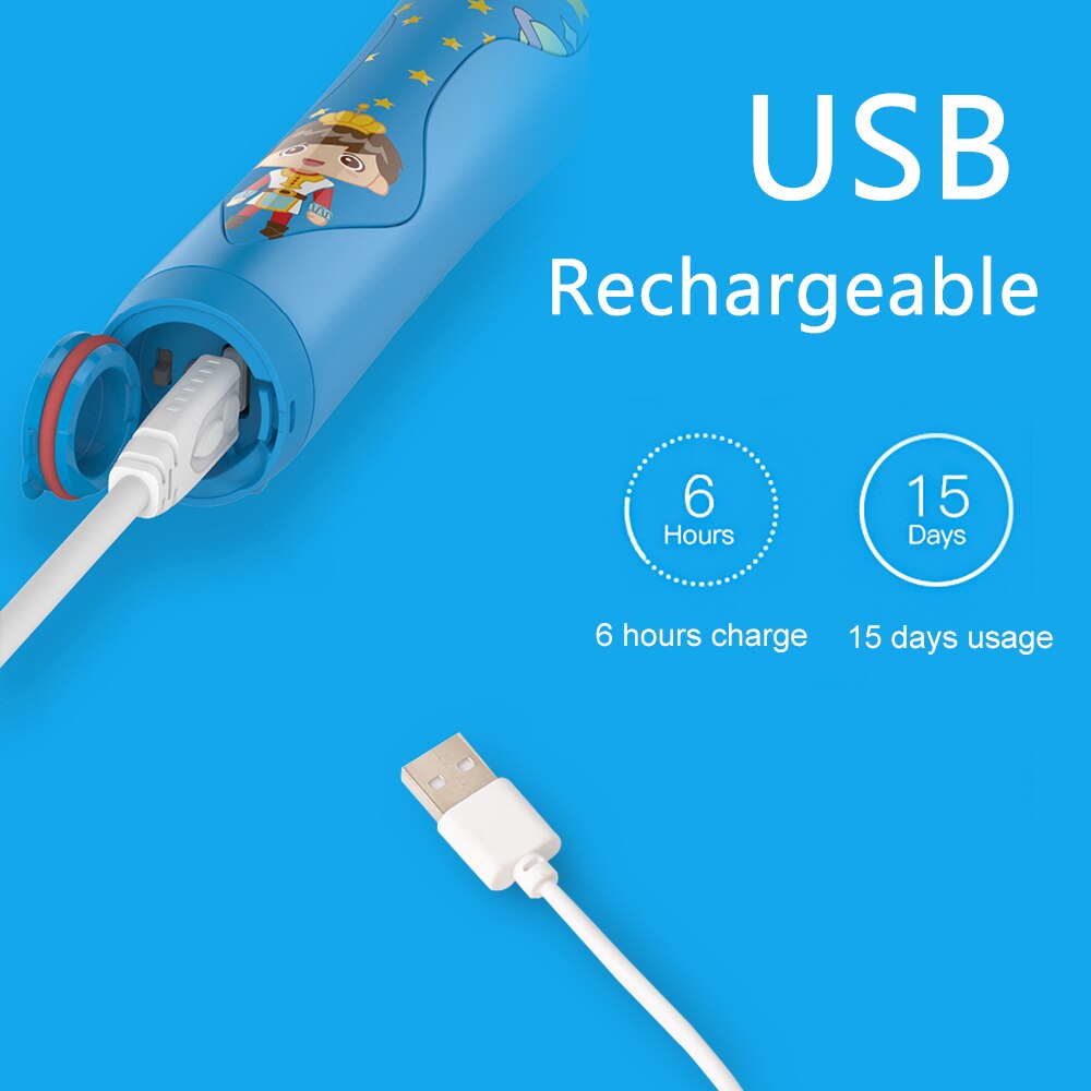 COSOUL-cepillo de dientes eléctrico sónico para niños, cepillo recargable de princesa, cartón, para niños de 3 a 12 años