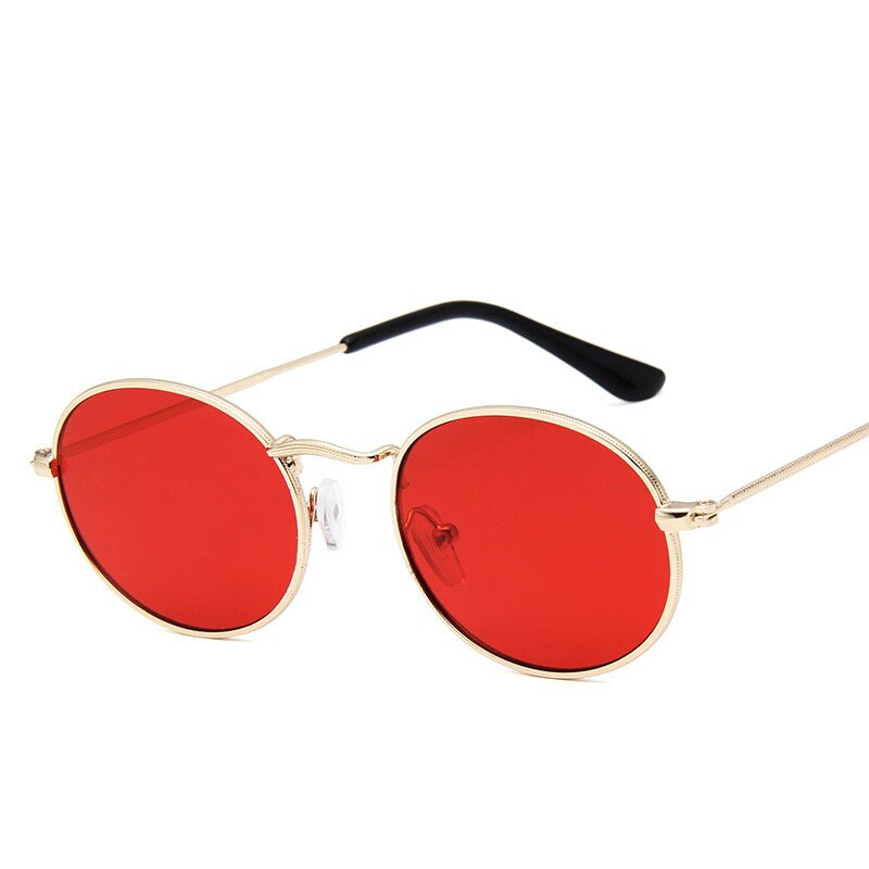 Lunettes de soleil ovales pour femmes, de luxe, transparentes, tendance, en alliage, pour adultes: Golden red