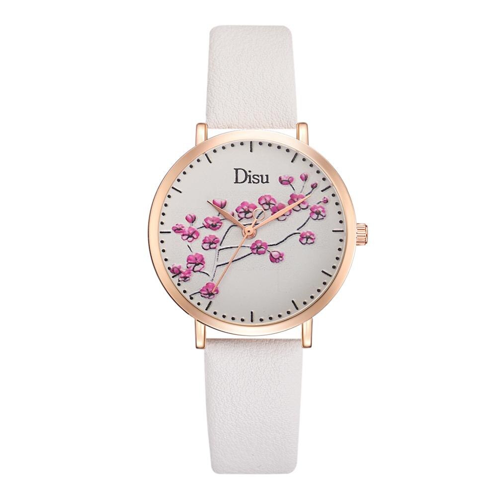 Blomster urskive ure kvinder læder dame kjole personlighed romantisk quartz armbåndsur afslappet sports ur reloj mujer