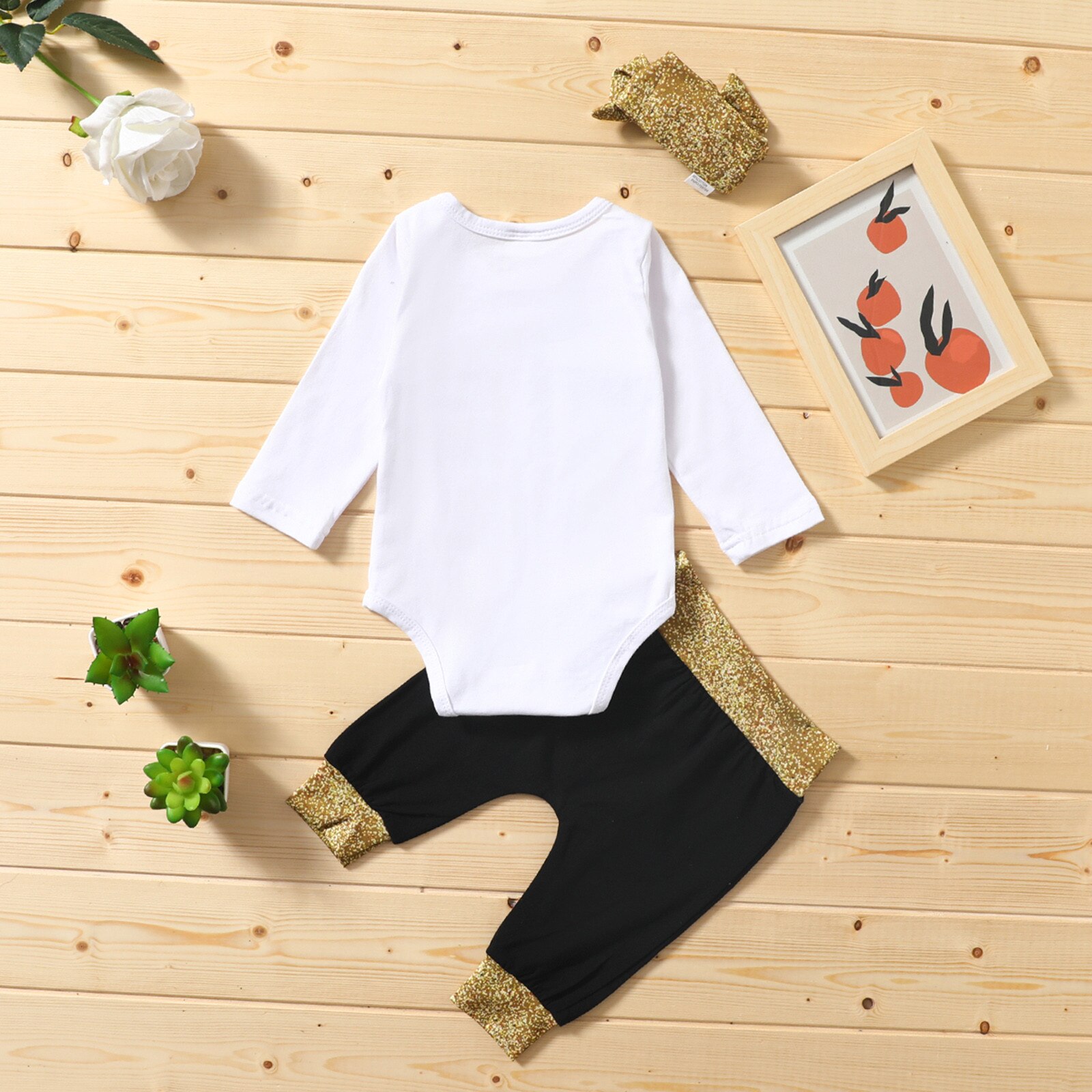 Infantile -né lettre imprimé costume bébé filles garçons bonne année body barboteuse pantalon ensemble vêtements bébé noël