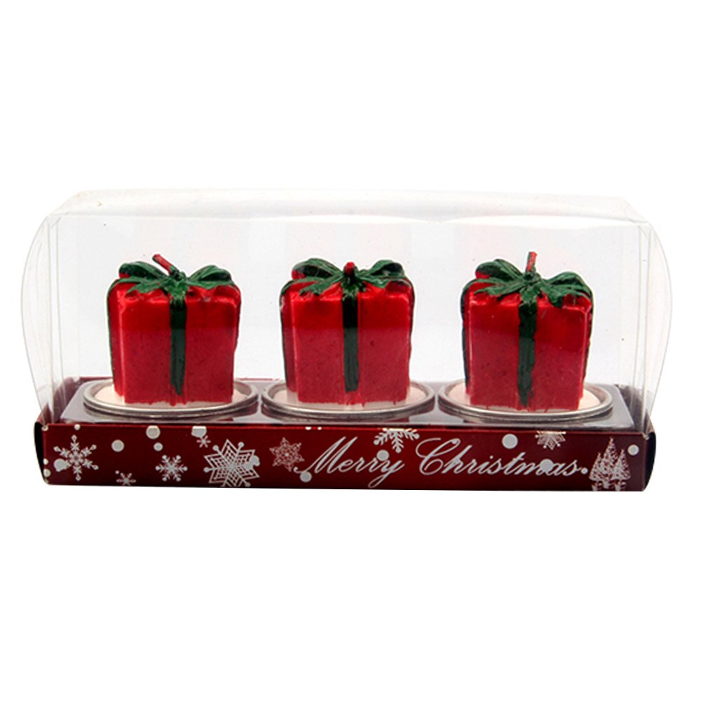 3pcs Cute Christmas Tealight Candles Santa Snowman Pine Cone Box Candle for Home Xmas Party Celebration Decorations: Gift Box
