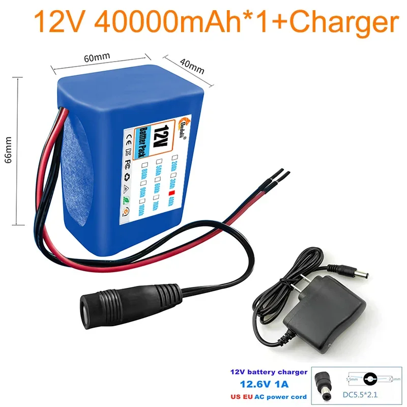 3S2P 12V 40000mah battery 18650 Li-ion 30Ah Rechargeable batteries with BMS Lithium Battery packs Protection Board +Charger: Pink