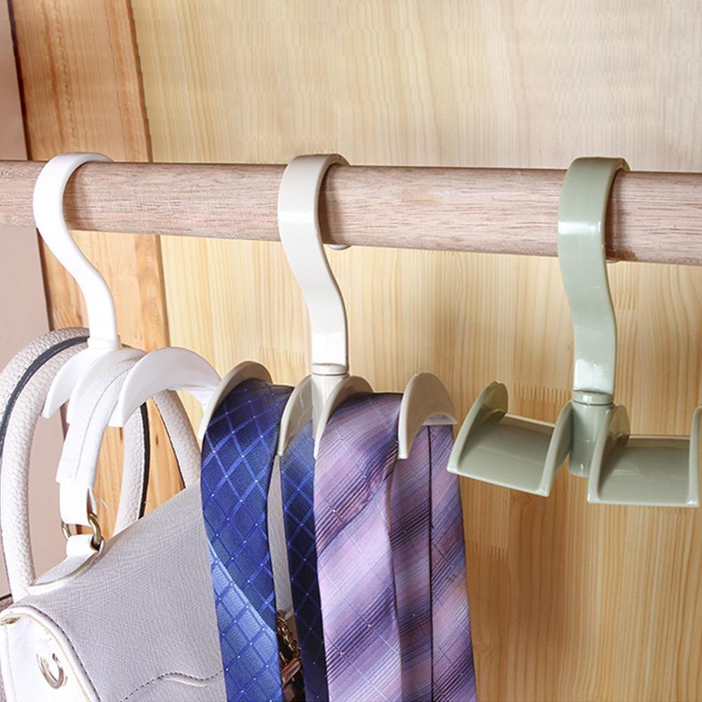 Multifunction Tie Coat Closet Hanger Bag Plastic Hanger Laundry Rack Rotated Storage Organizer Tool Without Wardrobe Punch G1X0