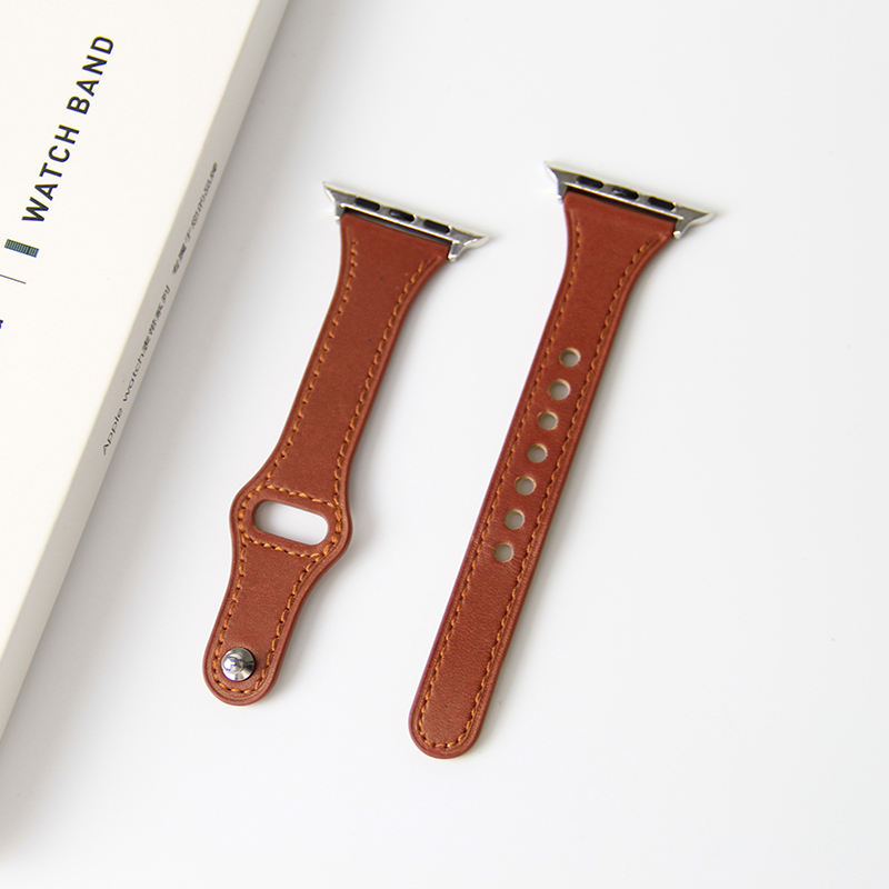 Thin Leather Strap for Apple Watch Band 10 9 8 42mm 46mm 41mm 44mm 45mm 38/40mm Women Watchband Bracelet Belt iWatch 7 se 6 5 4: Licht Bruin / 16mm