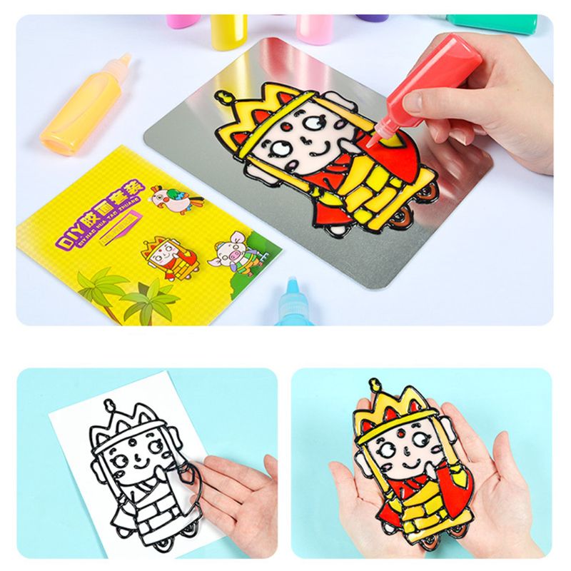 12 Colors Kids DIY Drawing Toys Cartoon Glue Tempera Painting Kindergarten Educational Art Craft