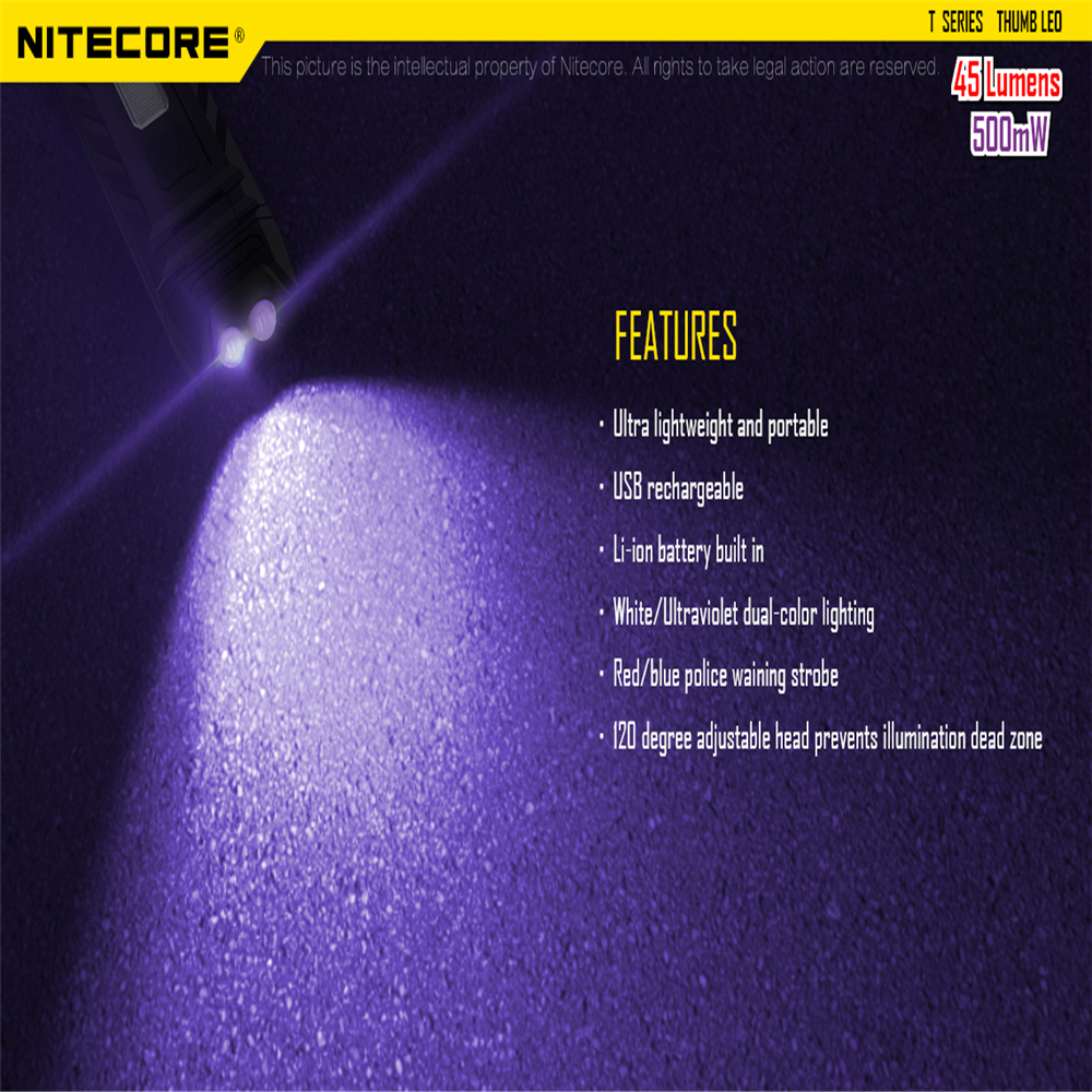 Original nitecore polegar keylight chaveiro lanterna thumb leo worklight acampamento edc bolso lanterna led caminhadas luz portátil