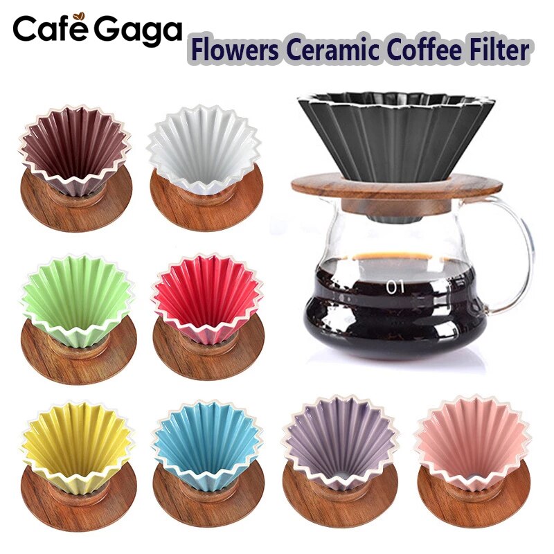 Espresso kaffe filter  v60 tragte dryp hånd kop filtre kaffe tilbehør tragt blomster keramisk kaffe kop origami filter kopper