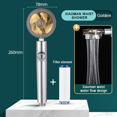 Obrót o 360 ° głowica prysznicowa oszczędne zużycie wody i wysokie ciśnienie słuchawka prysznicowa dysza z mały wentylator ręczny prysznic akcesoria łazienkowe: żółty z filter