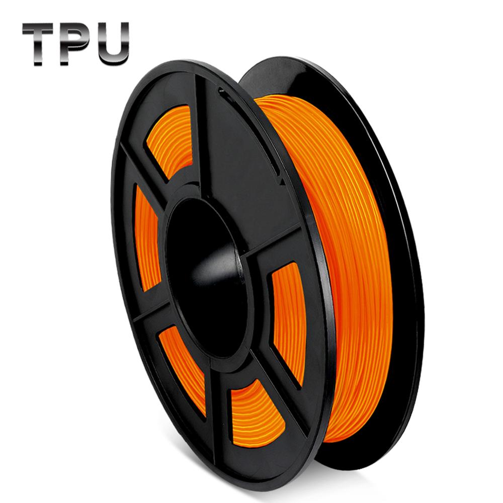 TPU 3D Printing Filament Black Flexible 1.75mm 0.5kg Filament Roll Plastic Filaments for 3D Printer Colorful Printing Material: TPU Orange-0.5kg
