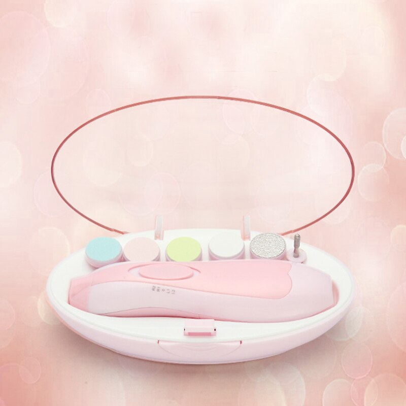 Veiligheid elektrische baby nagelvijl schaar teennagelknipper vingernageltrimmer manicure-instrument manicure pedicure verzorgingsset voor kinderen: Roze