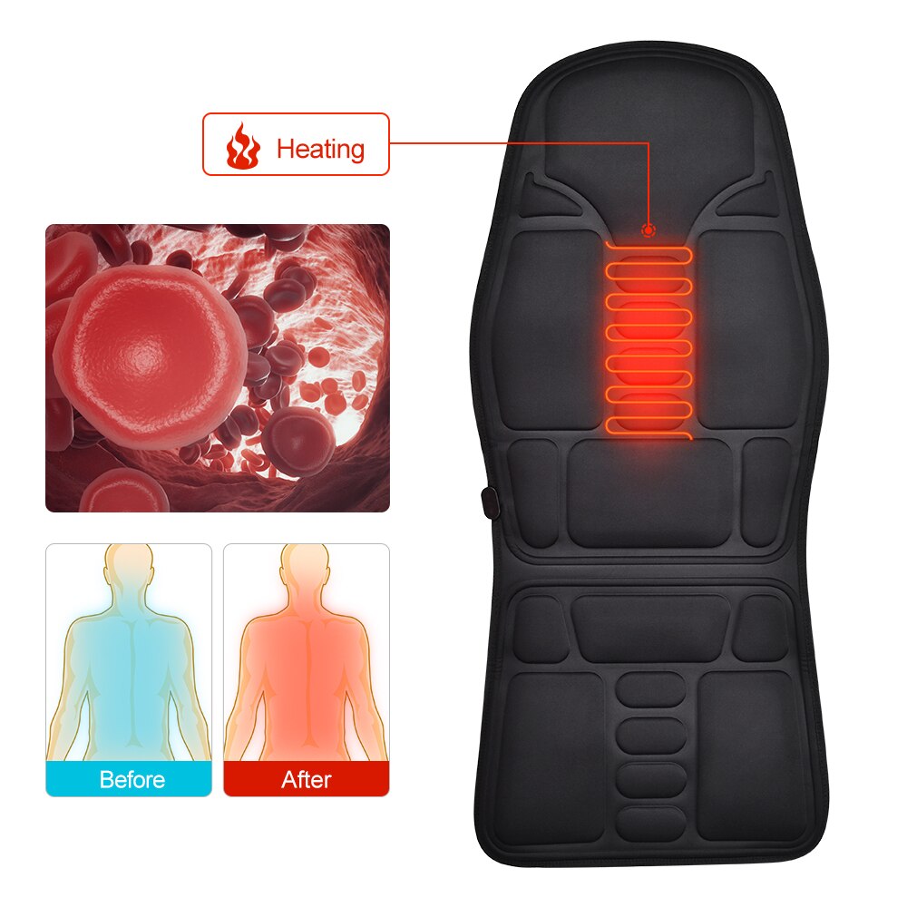Coussin de chaise de Massage électrique chauffant et vibrant, masseur de dos pour voiture, maison, bureau, soulagement de la douleur lombaire avec télécommande