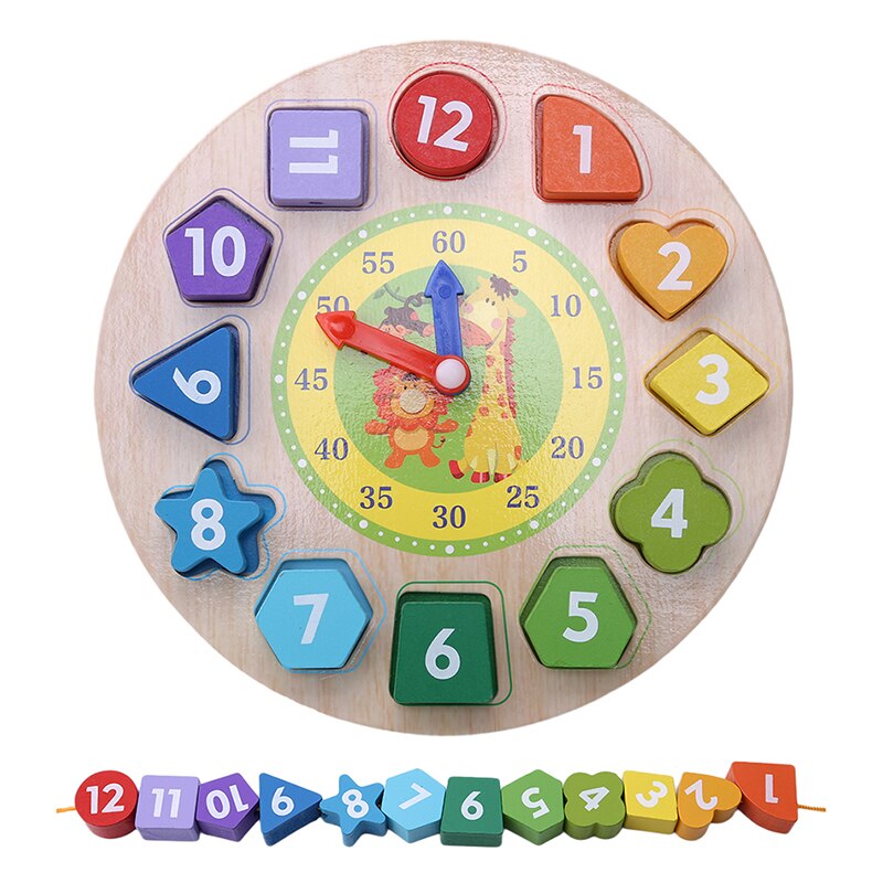 Baby 12 Aantal Houten Speelgoed Puzzel Digitale Geometrie Klok Houten Blokken Speelgoed Educatief Speelgoed Brinquedos Menino Houten Speelgoed