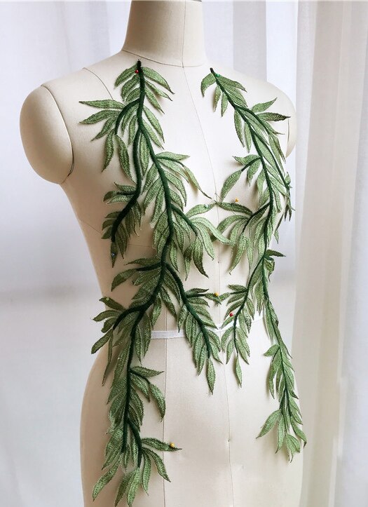 Accessoires Boom Bamboe Bladeren Op De Bloem Rood Originele Witte Wijn Rood Groen Kant Bloem Borduren Kant Wedding Patches
