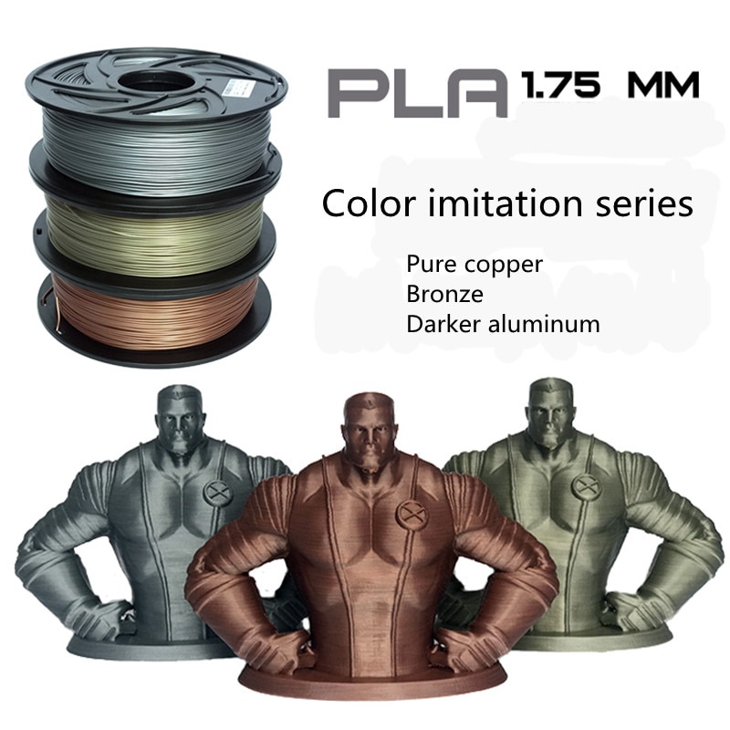 Consumíveis da impressora 3D imitação cor de Bronze de cobre Puro Mais Escuras PLA material 0.5 kg de alumínio 1.75mm