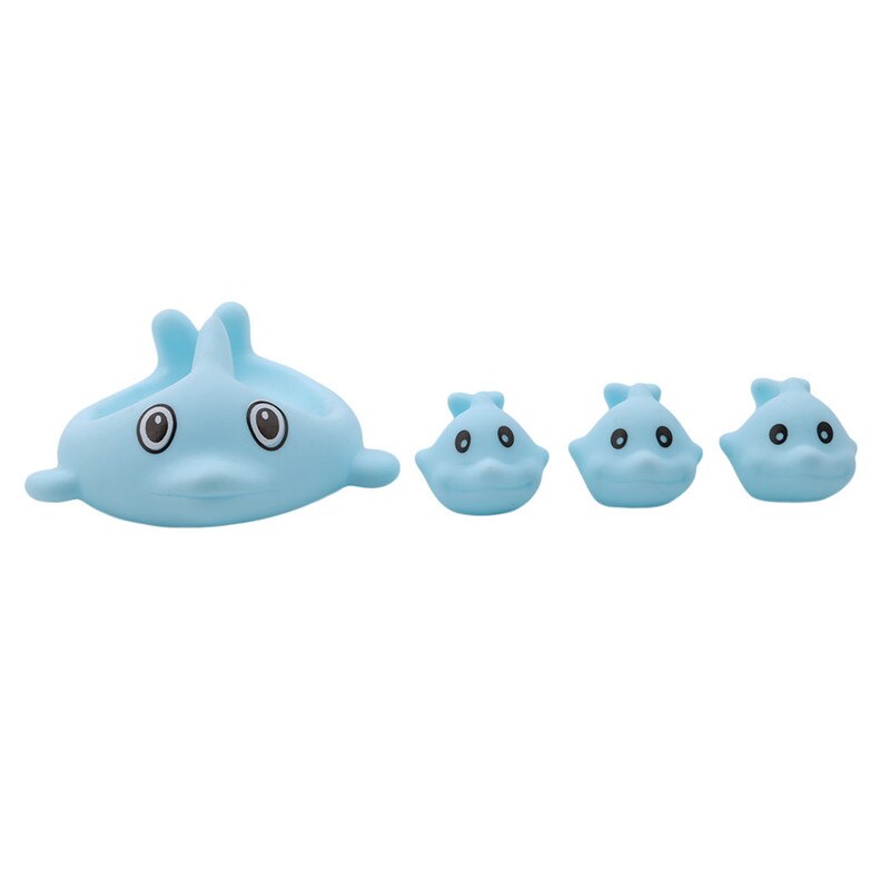 4 Pcs/Set Classic Rubber Dolphin Bathing Toys Lovely Mini Bath Dolphin Floating Rubber Bath Toys Squeeze-sounding Dabbling Toy
