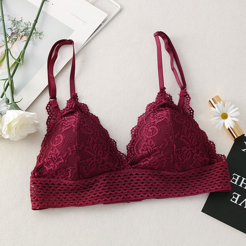 Ladies Wire Free Bra Sexy Lace Adjustable Lingerie Underwear Women Bra Breathable Sexy Lace Push Up Bras Wrapped Chest