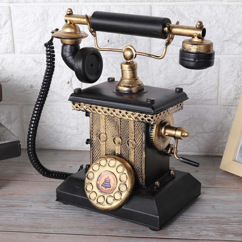 European Style Hand-Operated Telephone Decor Bedroom Living Room Window Display Home Ornament