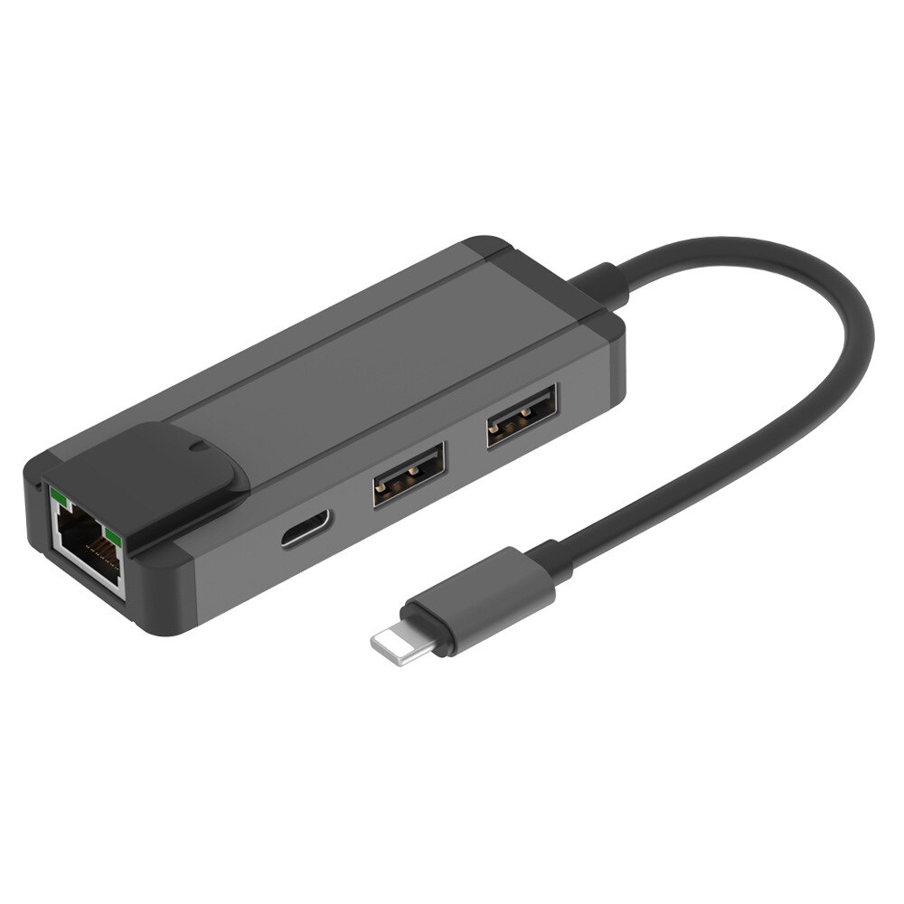 Mxhxm Voor Verlichting Om RJ45 USB2.0 2-Poort Hub Pd Opladen 100 M Netwerk Poort Geschikt Voor Iphone