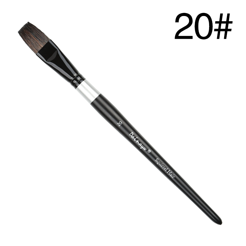 Dainayw-pincel plano de pelo de ardilla para acuarela, pinceles de pintura artística para acuarela , dibujo acrílico Gouache: Borgoña