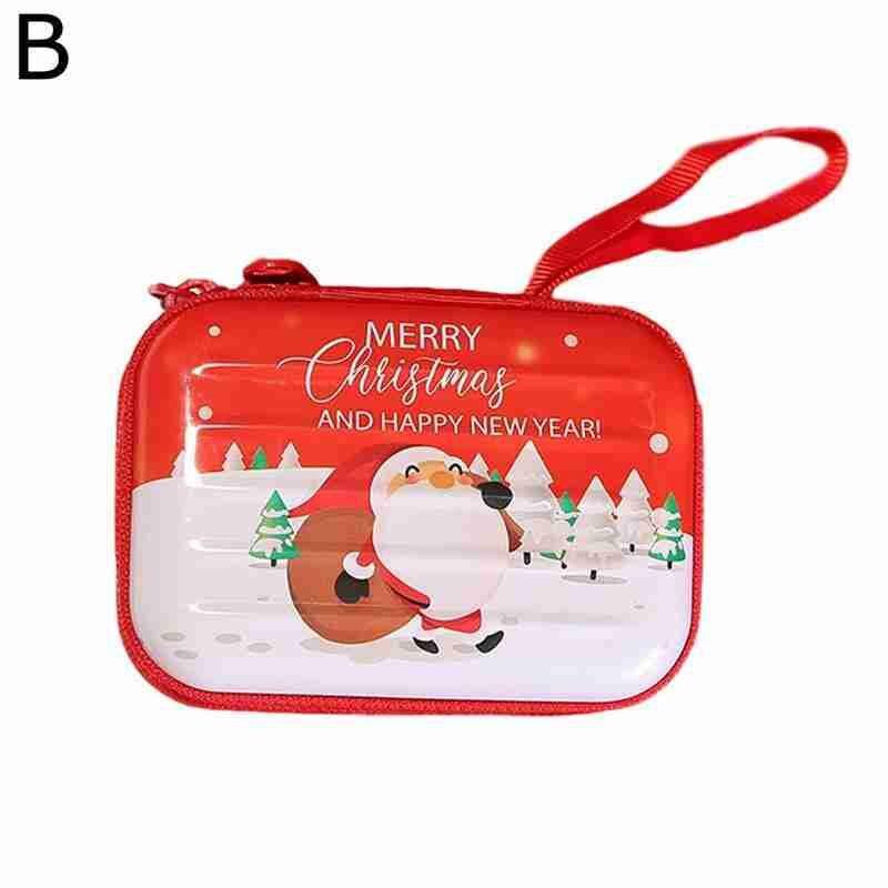 1pc Cartoon Tinplate Xmas Candy Bag Square Round Christmas Candy Bag Purse Year Navidad Tinplate Square Xmas Candy Bag