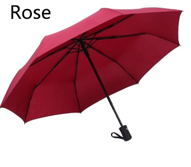 Paraguas de negocios para hombre y mujer, equipo de lluvia totalmente automático, a prueba de viento y lluvia, grande, color negro, para día lluvioso y lluvioso: Rose Red