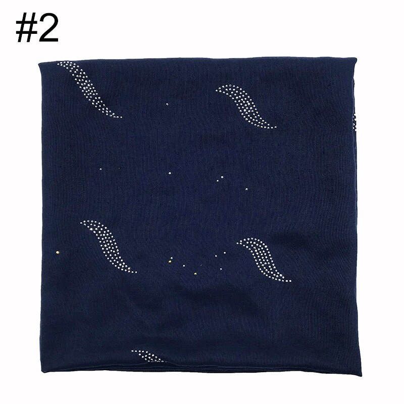 1PC musulman foulard bandana solide écharpe chaude strass châles carré pashmina femmes populaire silencieux islamique hijab: 2