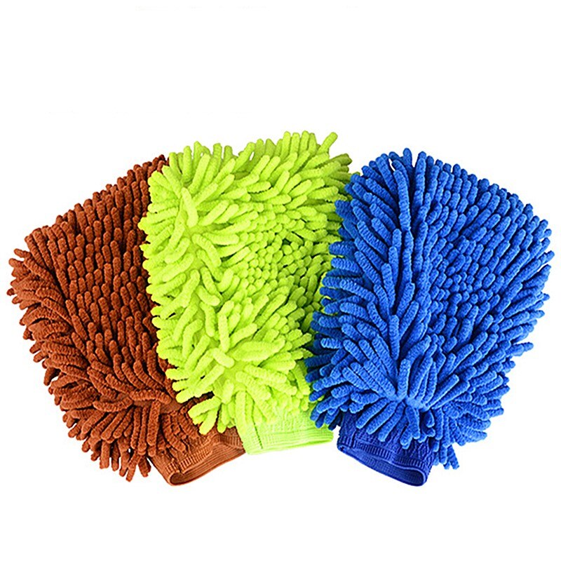 1 unidad de guantes de microfibra para lavado de coches, herramientas de limpieza para el cuidado del coche, absorción de agua, accesorios de felpa para coche, limpiador de polvo: 1PC Random Color