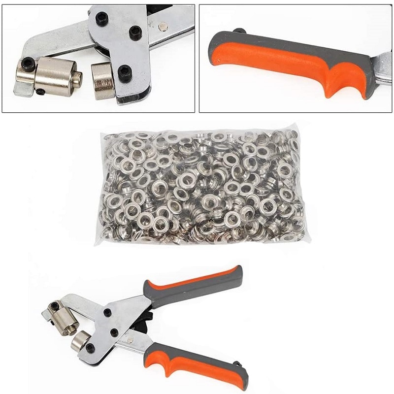 10Mm 500 Grommets Grommet Handheld Perforator Tang Tule Machine Draagbare Fastener Snap Hand Knop Druk Tool