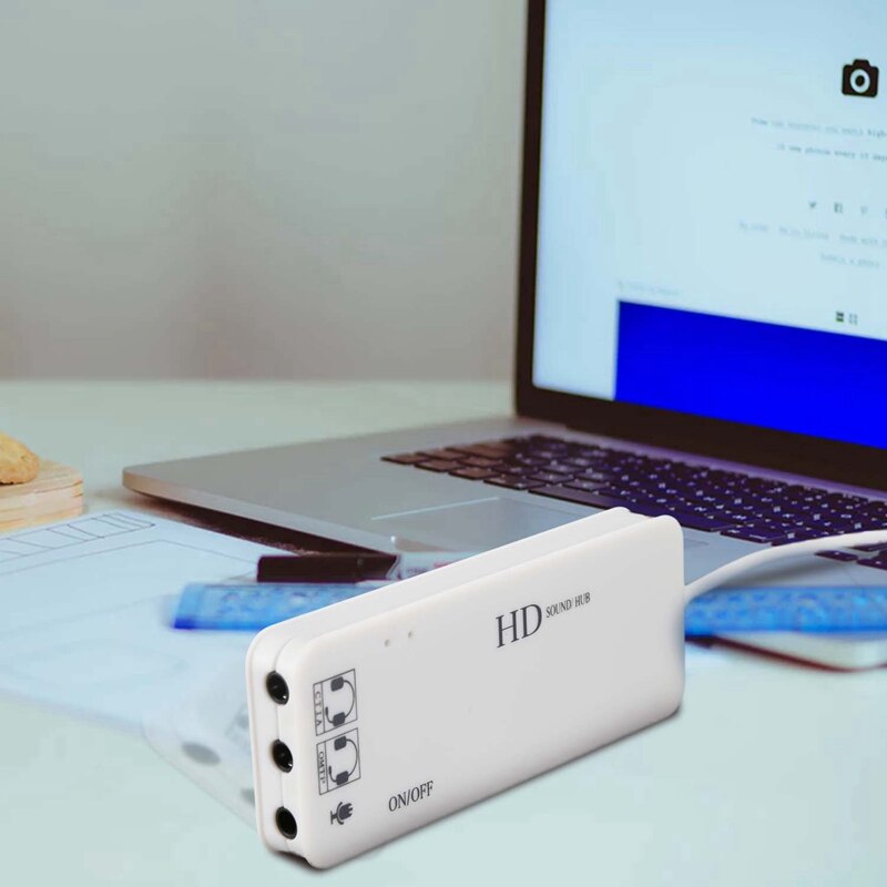 3 Port Usb 2.0 Hub Externe 7.1Ch Geluidskaart Headset Microfoon Adapter Voor Pc