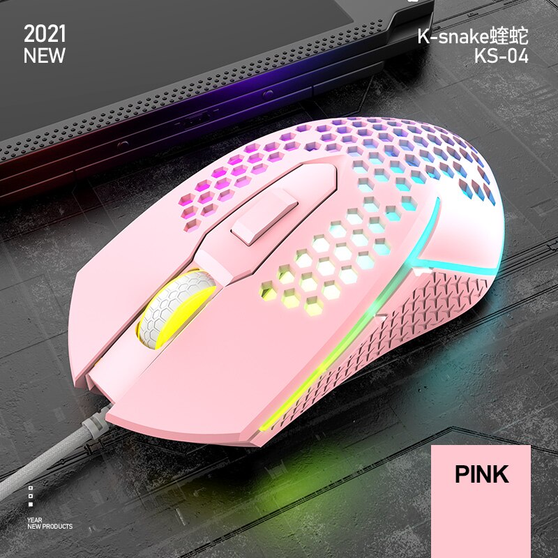 LED Glow Wired Mouse Profession Gaming Mouse 3200 DPI Optical USB Computer Mouse 6 Buttons Ergonomics Mouse For PC laptops: Pink