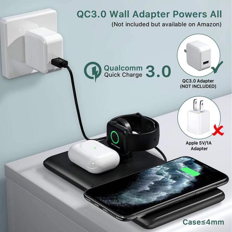 3 In 1 Dock Station per caricabatterie Wireless veloce da 15W Dock Station per ricarica rapida per IPhone 11 XR X 8 Apple Watch 2 3 4 5 Airpods Pro