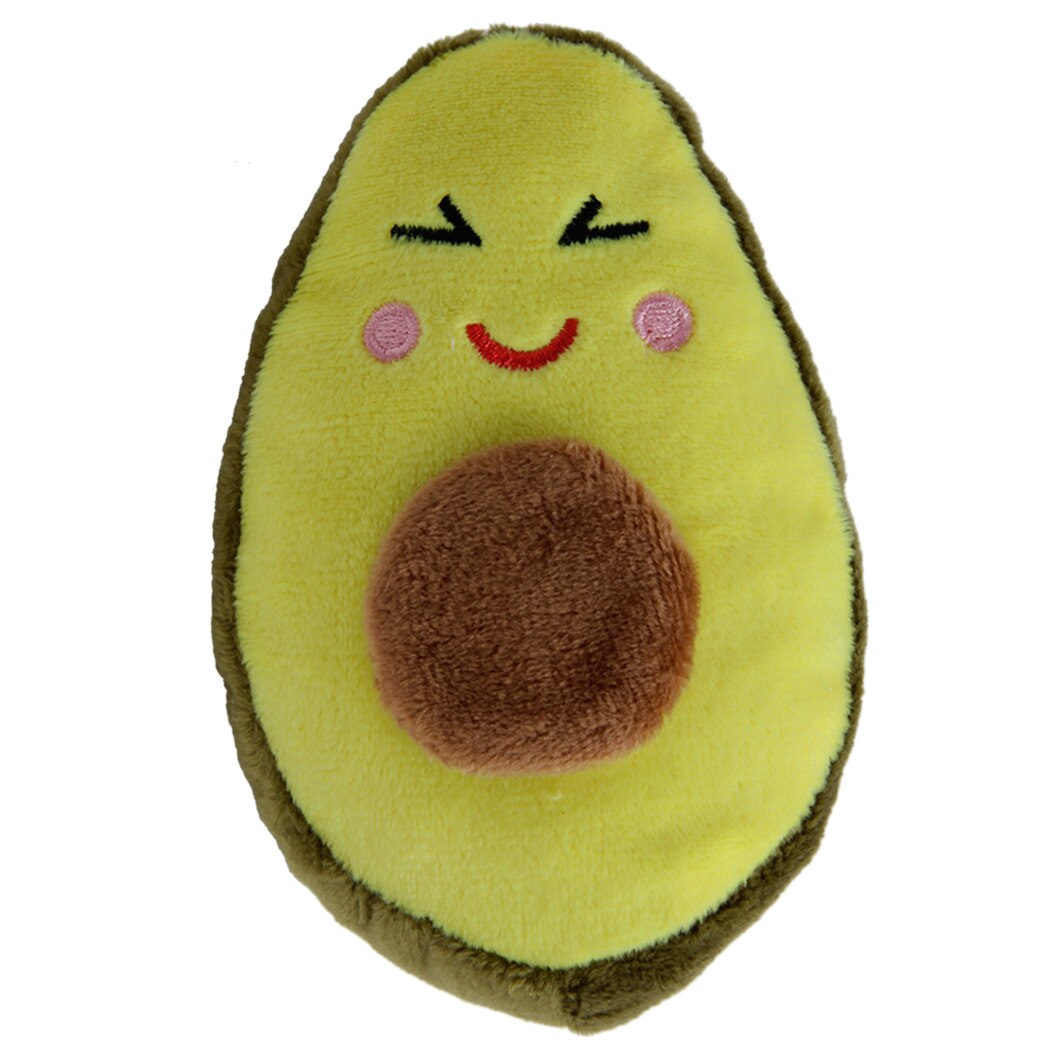 1 stuk knuffeldier, schattig cartoon hamburger, friet, hond, piepspeeltje, kitten, bijtspeeltje: Gele avocado