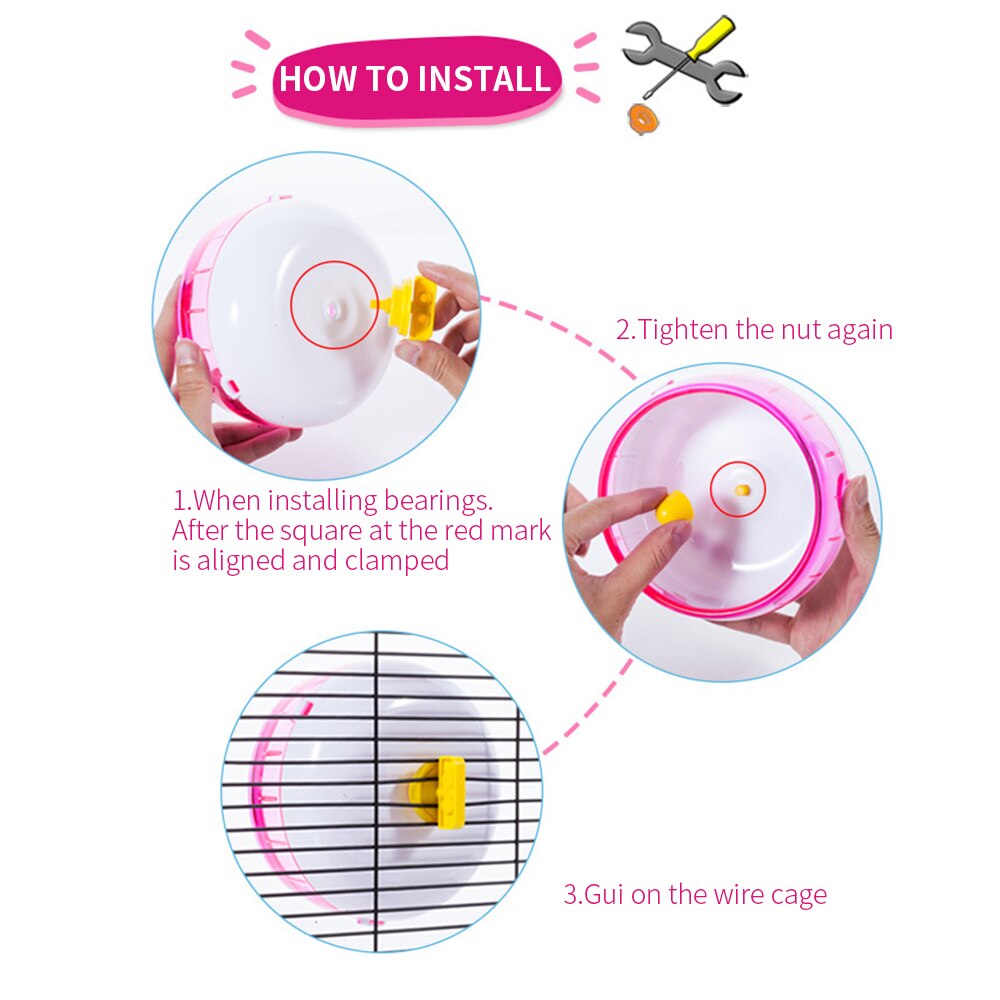Stille Hamster Wheel Running Hamster Wiel Hamster Oefening Wiel Stevige Hamster Plastic Wiel Stille Huisdier Jogging