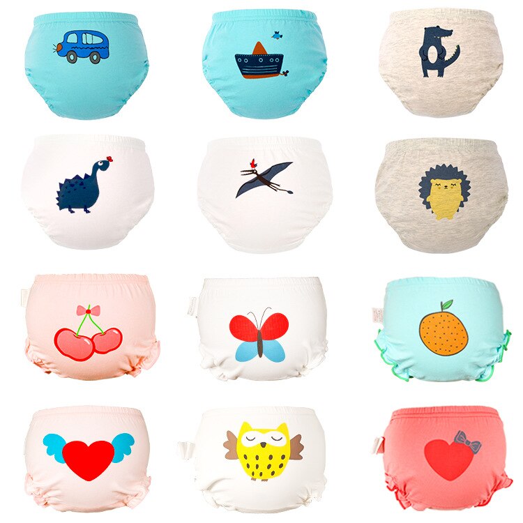 6pcs/lot Children's Reusable Diapers Underwear Cotton Baby Underwears Training Pants for Kids Girls and Boys Cloth Nappy: mix color for girls / Size 90