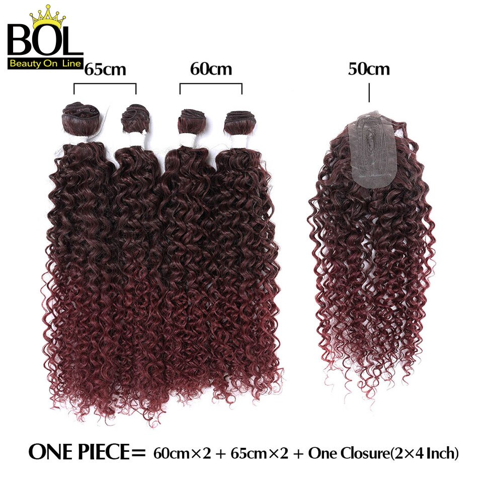 Water Wave Synthetic Curly Hair Bundles 4 Bundles(24*2+26*2) with Hair Topper High Temperature Resistan Fiber Hair Extensions