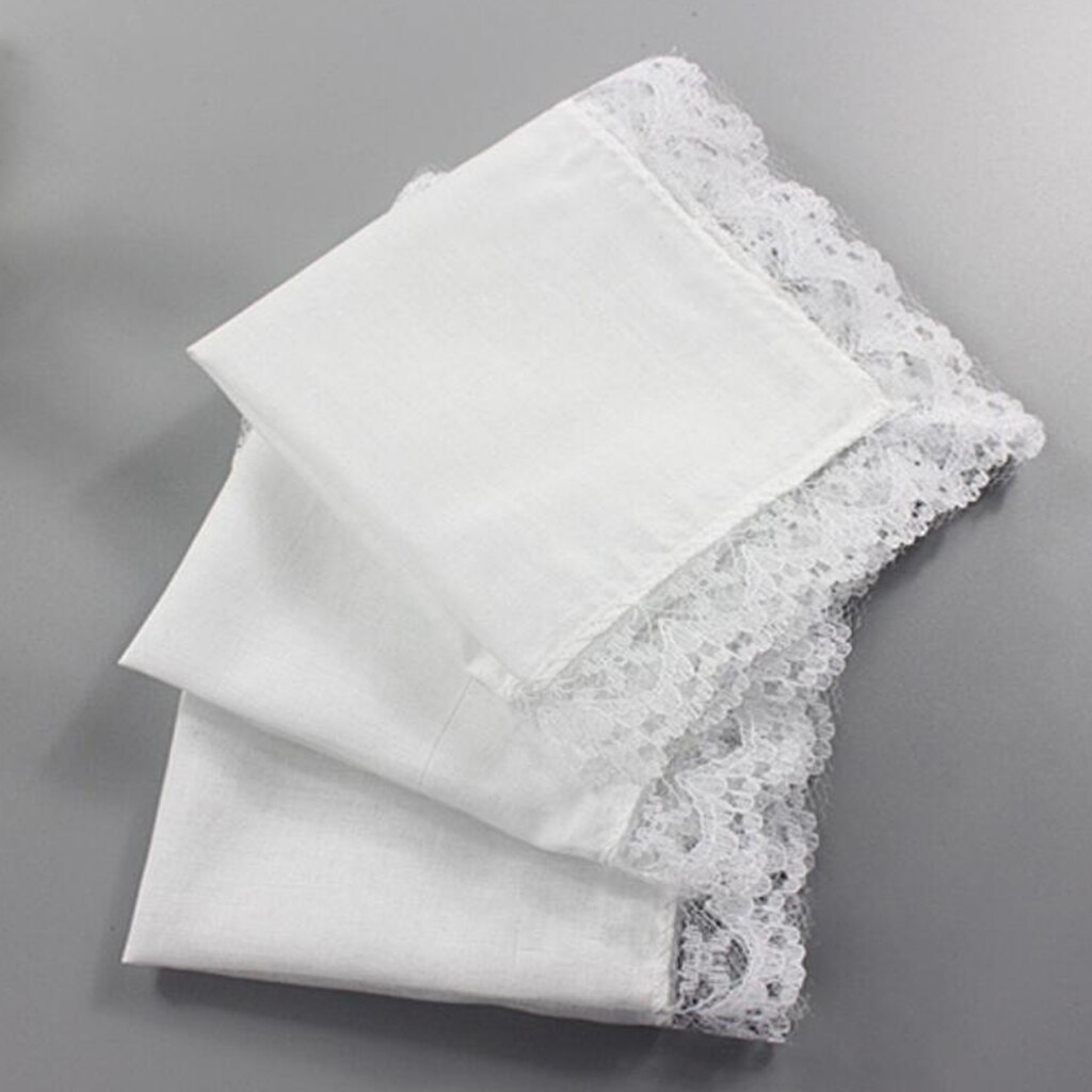 Hochzeit Braut Taschentuch Häkeln Spitze Krempe-Pack von 10 Stück-leer Weiß Baumwolle Taschentücher Tasche Quadrate für Männer