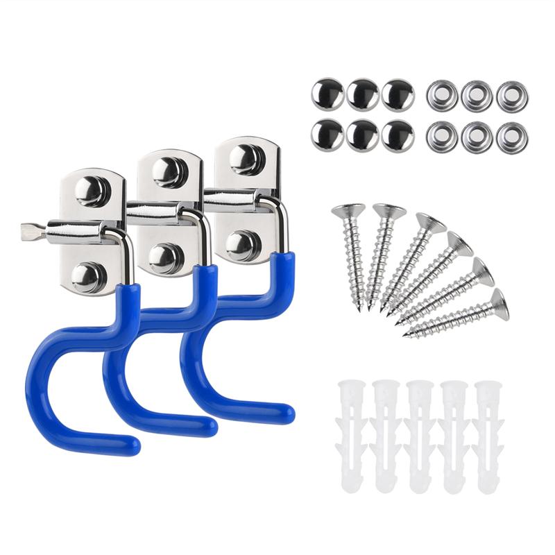 Colgador en forma de S de acero inoxidable 3 uds., gancho de fregona, soporte para escoba, organizador montado en la pared, colgador de almacenamiento para cepillos