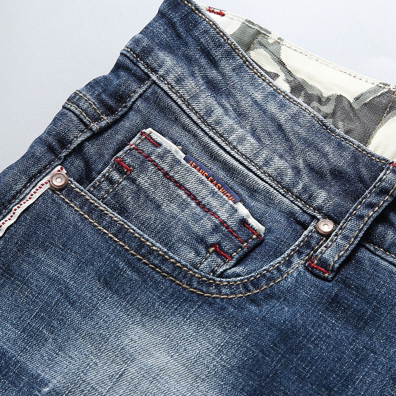 Stretchiga korta jeans för män casual slim fit elastiska jeansshorts manligt märke sommarkläder